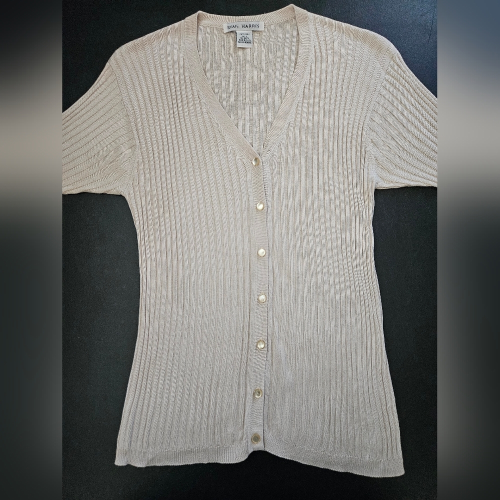 Vintage - Silk Ryan Harris NWOT Tan Cardigan - Size L